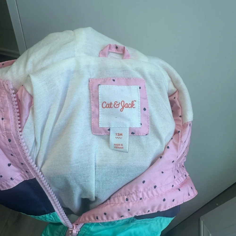 Cat & Jack Pink, Navy & Teal Colorblock Rain Jacket